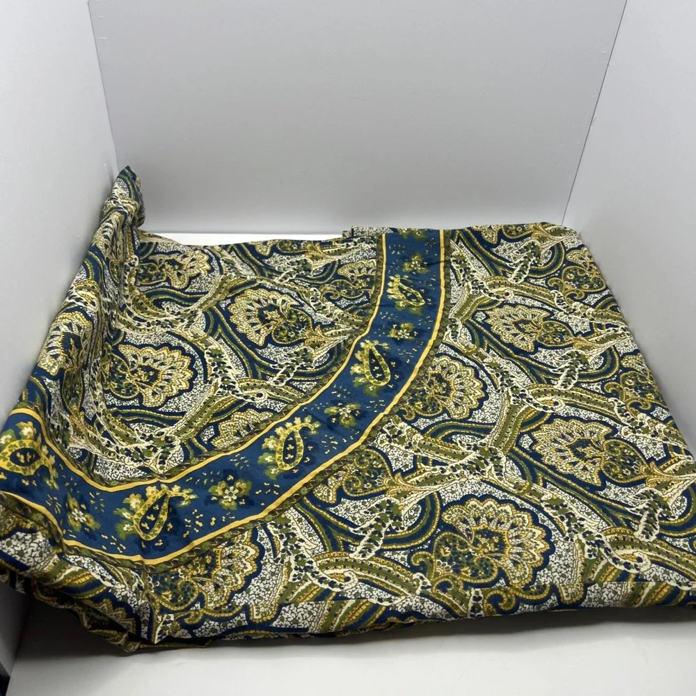 Williams Sonoma Tablecloth Set 2 Placemats Blue Yellow Round 70 Cotton Provence